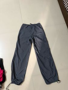 Gray Drawstring Parachute Pants