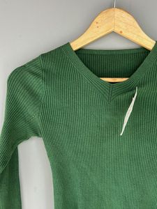 Green Ribbed Long Sleeve Top
