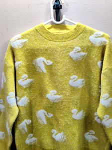 imported women&#39;s yellow crewneck sweater