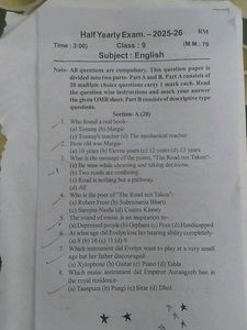 Class 9 English Exam Paper