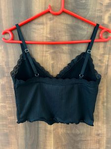 Black Crop Top With Lace