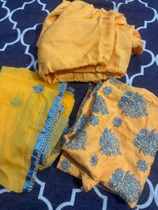 Orange Yellow Patiala Suit Full Embroidery
