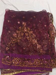 Dark Maroon Copper Tilali Work Saree