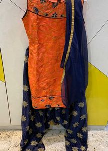 Orange &amp; Blue Salwar Suit