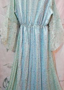 Light Blue Floral Chiffon Dress