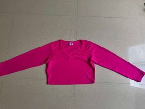Pink Long Sleeve Crop Top