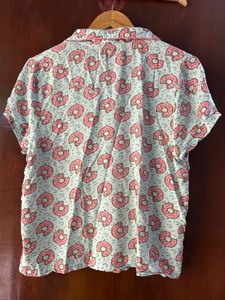 Donut Print Pajama Top