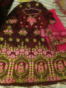 New Maroon Embroidery Lehnga