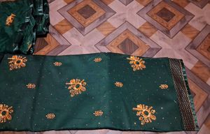 Elegant Green Embroidered Dress Material