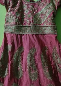Maroon Anarkali Dress with Paisley Embroidery