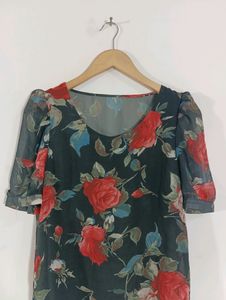 Black Printed Crop Top