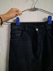 Upcycled Raw Trim Denim A-Line Skirt