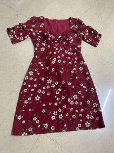 Floral Burgundy Mini Dress