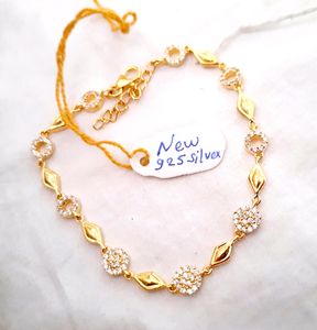 925 Pure Silver Hallmarked Gold Polish Bracelt