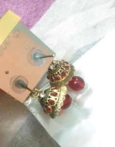 Light Weight Red Kundan Jhumki