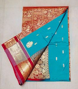Elegant Red &amp; Turquoise Saree
