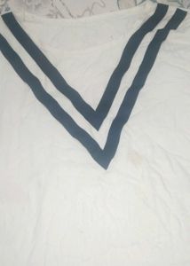 White V-Neck Long Sleeve Top
