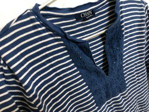 Chaps Blue Half Sleeve Cotton Top