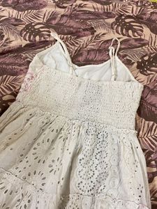 White &amp; Pink  Cotton Dress