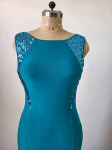 Teal Sequin Detail Gown