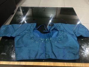 Not used Teal Embroidered Blouse