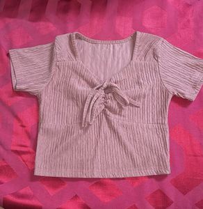 Ribbed Tie-Front Crop Top