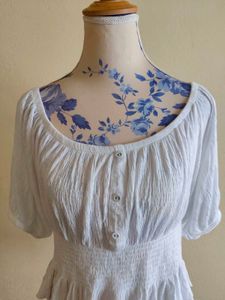 Light Blue Peplum Top