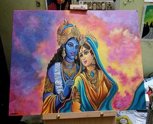 Radha Krishna Canvas Painting 16×20 Inches