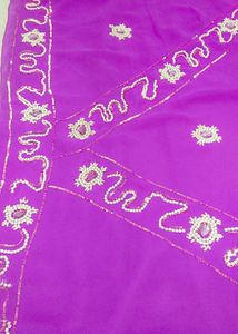 Purple Beaded Embellished Fabric Only Saree Availa