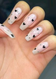 Heart & Rhinestone Nail Art