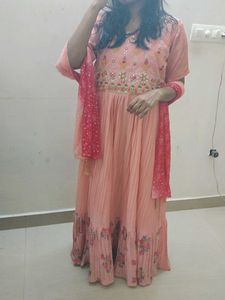 Peach Embroidered Anarkali Dress