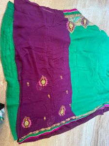 Green Embroidered Saree
