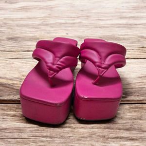 Trendy Pink Platform Wedge Flip Flops for Women