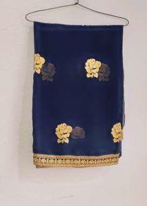 Elegant Blue Floral Saree
