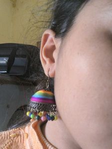 Rainbow Jhumka Earrings and hair accessory set