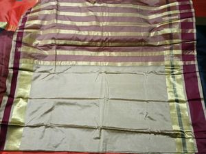 BrandNew ElegantBeige CottonSilkSaree+UnsticheBlou