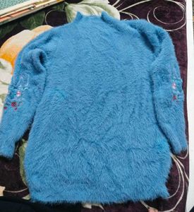 Blue Fuzzy Knit Sweater