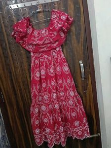 Red Floral Off-Shoulder Dress
