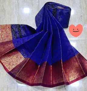Elegant Blue &amp; Red Saree