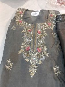 Elegant Gray Embroidered Salwar Kameez