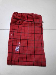 Red Checked Casual Pants