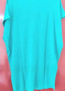 Sea Green Smart loose Fit Half Sleeve Top