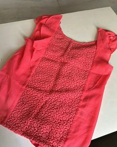 Sleevless Peach Colour Crochet Top😍