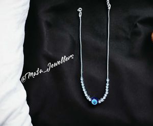 Evil Eye Beaded 92.5 Sterling Silver Chain Anklet