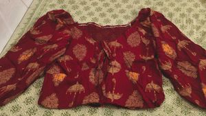 Maroon Printed Blouse