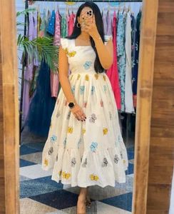 Butterfly Print White Midi Dress