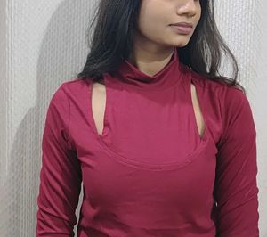 Maroon Cutout Long Sleeve Crop Top