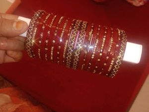 Red &amp; Gold Bridal Chura Set