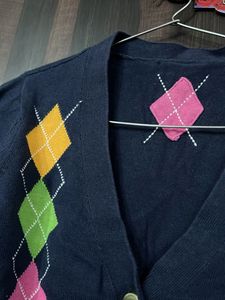 Argyle Pattern Cardigan light faded
