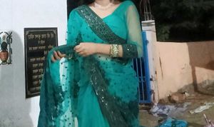 Esa Green Saree With Stiched Blouse